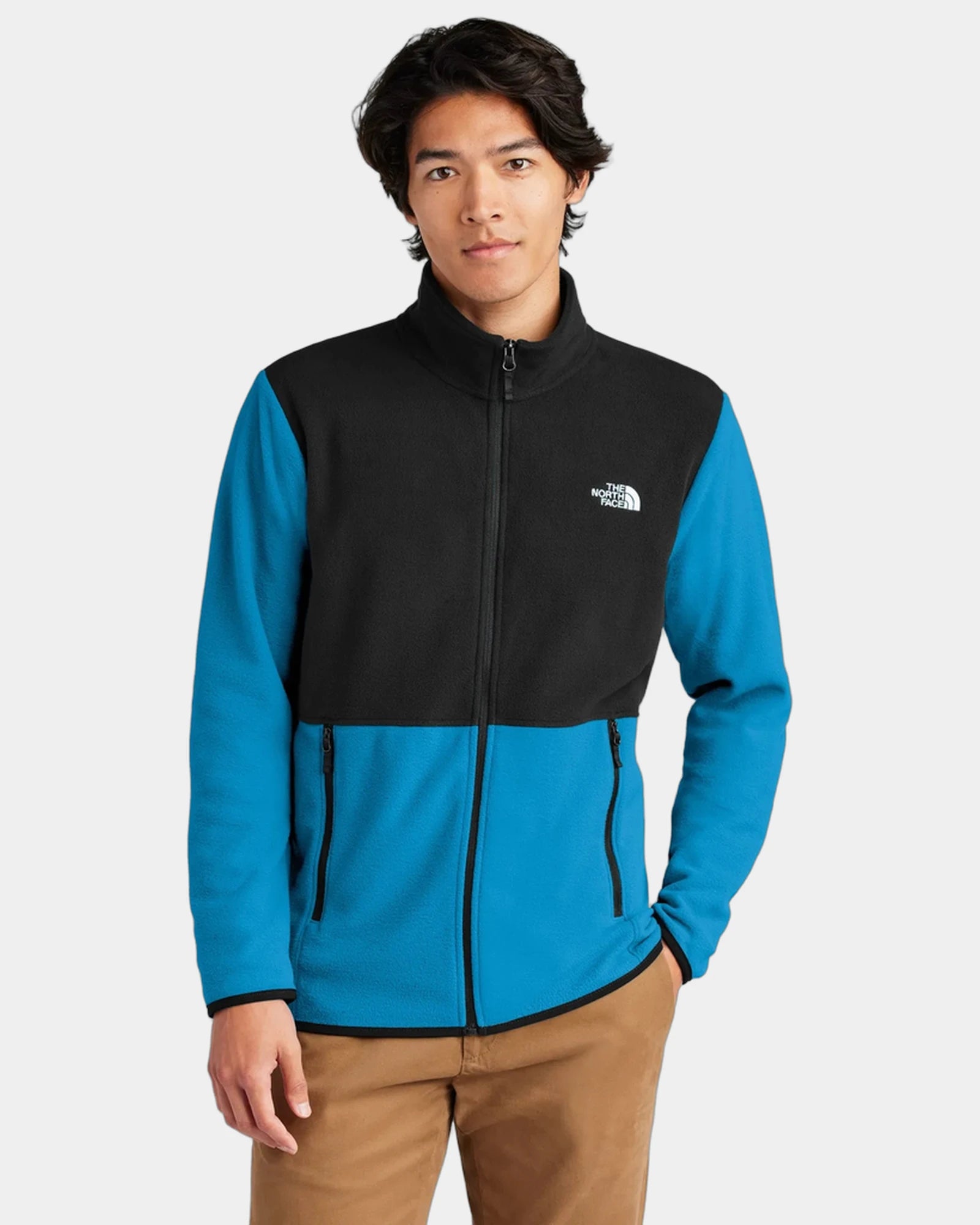 Custom recycled fleece jacket The North Face Glacier - Hero Blue/ Tnf Black